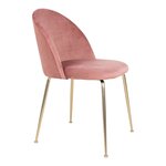 2 chaises de salle à manger en velours rose avec pieds en laiton