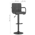 vidaXL Tabouret de bar Gris foncé Velours