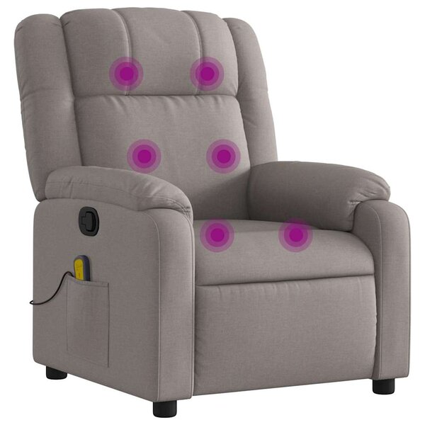 vidaXL Fauteuil de massage inclinable Taupe Tissu