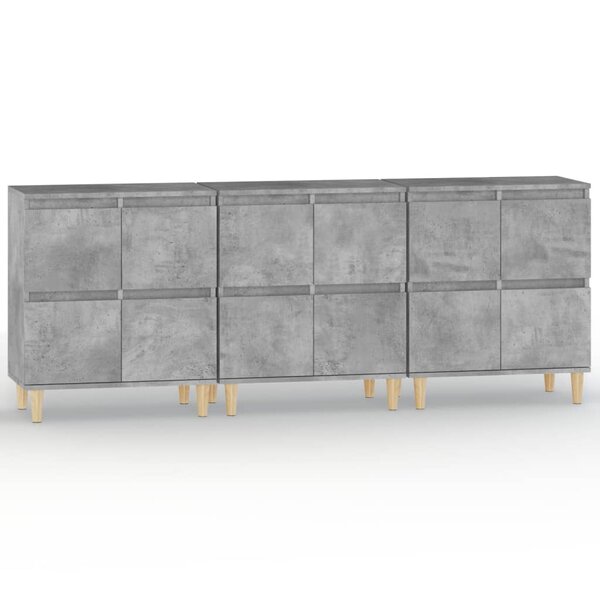 vidaXL Buffets 3 Pièces gris béton 60x35x70 cm bois d'ingénierie