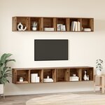 vidaXL Meuble TV mural Montage mural 4 Pièces Vieux bois Bois stratifié
