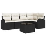 vidaXL Set de canapé de jardin 5 pièces avec coussins en rotin poly marron