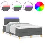 vidaXL Lit avec Sommier et Matelas & LED Gris Foncé 120x200 cm Tissu
