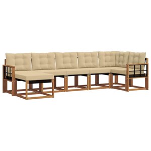 vidaXL Ensemble de canapés d'extérieur 7 Pièces Naturel et Beige