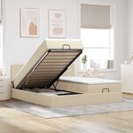 VidaXL Cadre de lit ottoman avec matelas crème 180x200 cm tissu