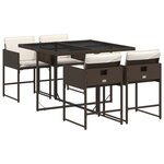 vidaXL Ensemble à manger de jardin 5 Pièces et coussins marron poly rotin