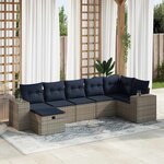 vidaXL Salon de jardin avec coussins 7 Pièces gris résine tressée