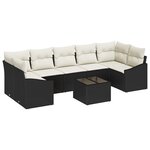 vidaXL Canapé de jardin 8 pièces en rotin noir avec coussins