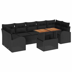 vidaXL Ensemble de canapé de jardin 8 Pièces Noir 100 x 55 x 73 cm