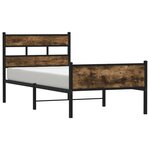 vidaXL Cadre de lit sans matelas chêne fumé 107x203 cm bois ingénierie