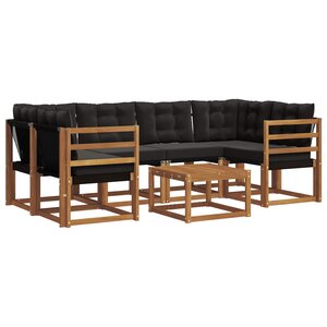 vidaXL Ensemble de canapés d'extérieur 7 Pièces Naturel et Noir