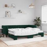 vidaXL Lit de jour avec gigogne et matelas vert foncé 90x200cm velours
