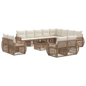 vidaXL Ensemble de canapé de jardin 13 Pièces Beige et blanc crème