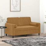 vidaXL Canapé 2 places avec oreillers décoratifs brun 120 cm velours