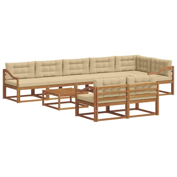 vidaXL Ensemble de canapés d'extérieur 9 Pièces Naturel et Beige
