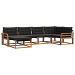 vidaXL Ensemble de canapés d'extérieur 6 pc Naturel et Noir
