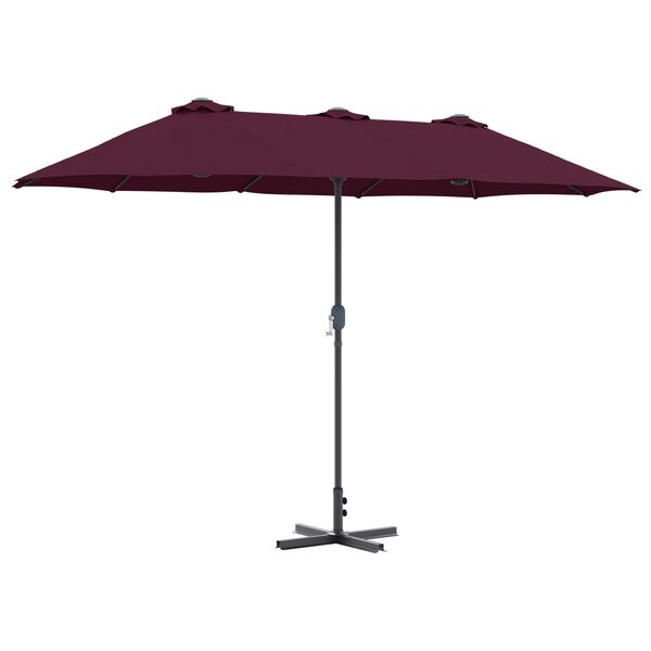 vidaXL Parasol de jardin Rouge bordeaux 370 x 197 x 239 cm