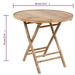 vidaXL Mobilier à dîner d'extérieur pliable 5 Pièces avec coussins bambou