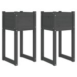 vidaXL Jardinières 2 Pièces Gris 40x40x81 cm Bois massif de pin