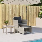 vidaXL Chaise de jardin avec tabouret gris clair résine tressée