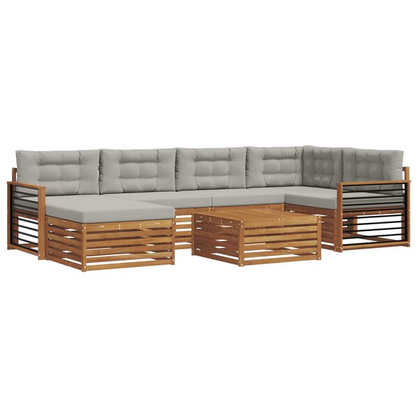 vidaXL Ensemble de canapés d'extérieur 7 pc Gris Naturel et Clair