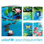 Lot de 10 cartes et enveloppes UNICEF - Eau Zen