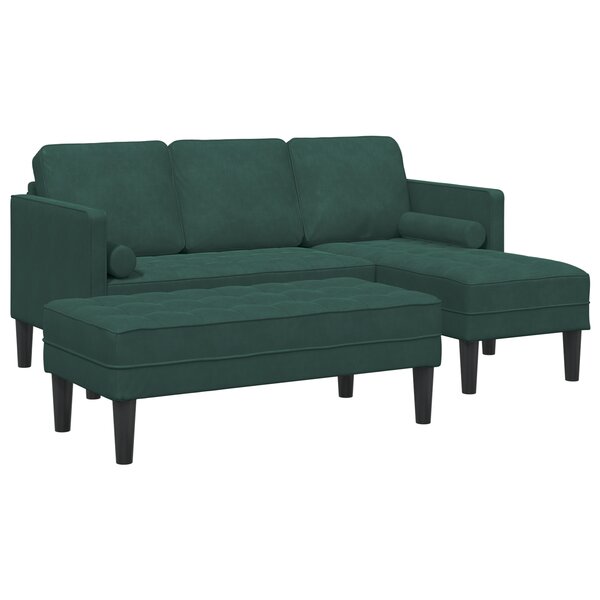 Canapé de jardin vidaXL avec banc et coussins en velours vert foncé