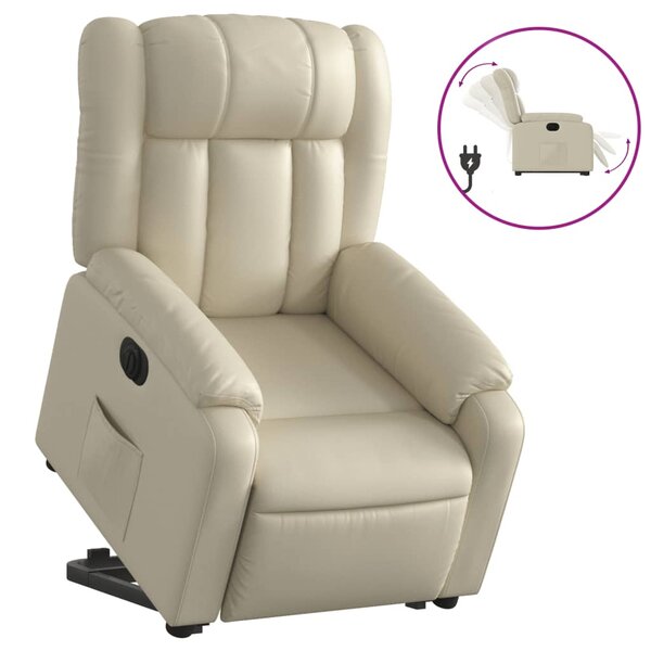 vidaXL Fauteuil inclinable électrique crème similicuir