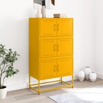 vidaXL Buffet jaune moutarde 68 5x38 5x123 5 cm acier