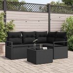 vidaXL Ensemble de canapé de jardin 5 Pièces Noir Poly rotin