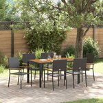 vidaXL Ensemble de salle à manger pour jardin 7 Pièces Noir  Bois