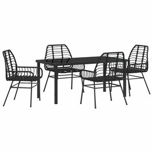 vidaXL Ensemble de salle à manger pour jardin 5 Pièces Noir polyrotin