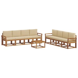 vidaXL Ensemble de canapés d'extérieur 9 pc Naturel et Beige
