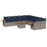 vidaXL Salon de jardin 11 Pièces avec coussins gris résine tressée