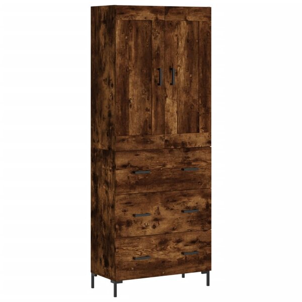 vidaXL Buffet haut Chêne fumé 69 5x34x180 cm Bois d'ingénierie