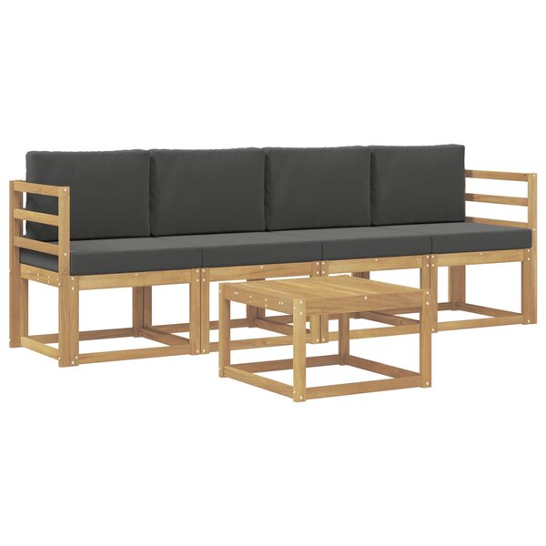 vidaXL Ensemble de canapés d'extérieur 5 pc Blanc et anthracite