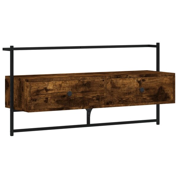 vidaXL Meuble TV mural chêne fumé 100 5x30x51 cm bois d'ingénierie