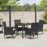 vidaXL Ensemble de salle à manger pour jardin 5 Pièces Noir Poly rotin