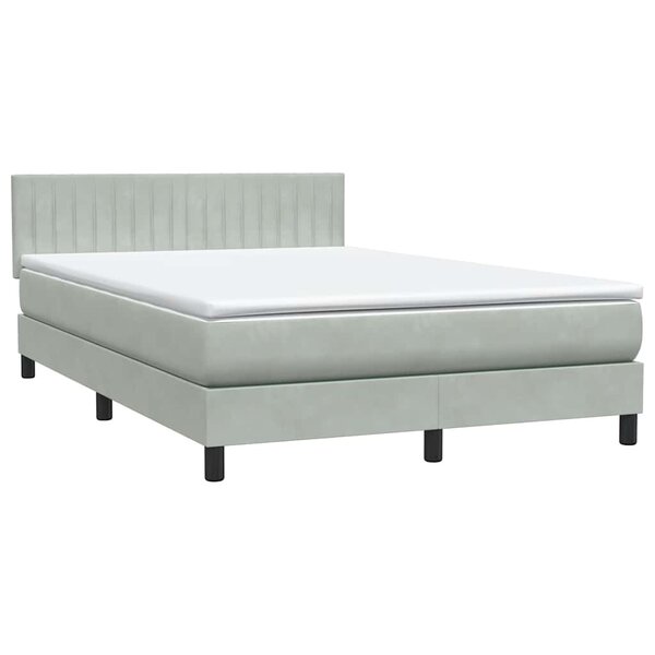 vidaXL Sommier à lattes de lit et matelas gris clair 160x210cm velours