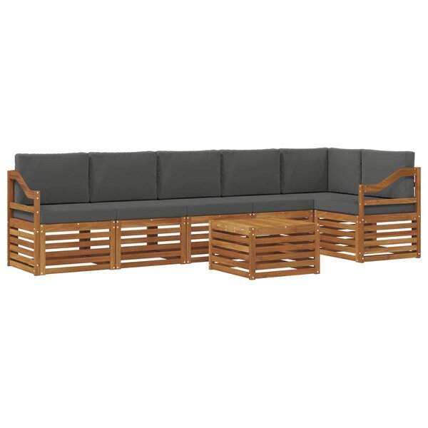 vidaXL Ensemble de canapé d'angle 7 Pièces Naturel et Anthracite