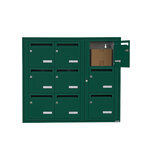 Bloc collectif Leabox  3x3  grade 3  simple face  intérieur  fixation murale  vert mousse ral 6005 finition brillante