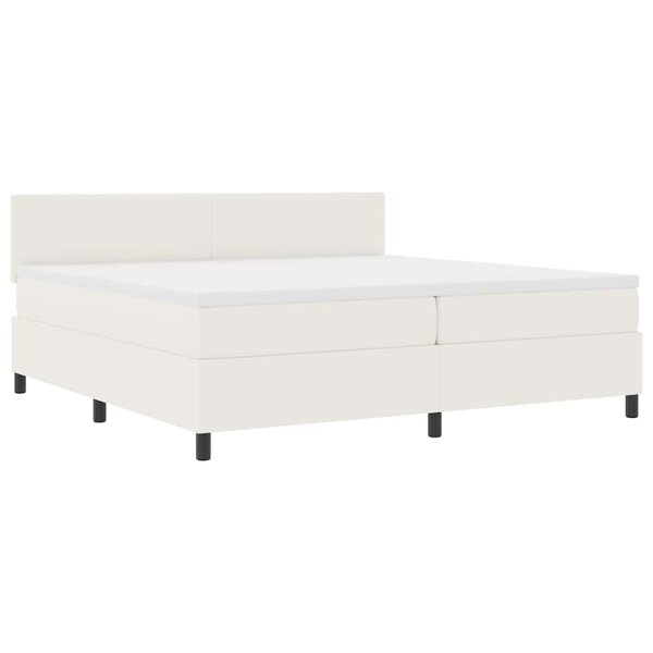 vidaXL Lit à ressorts avec tête de lit Crème et Blanc 200 x 200 cm