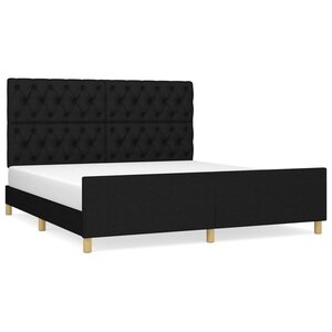vidaXL Cadre de lit avec tête de lit Noir 160x200 cm Tissu