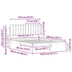 vidaXL Cadre de lit avec tête de lit rembourrée Taupe 140 x 200 cm