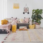 Tapis coton motif indien - beige rose - 140 x 200