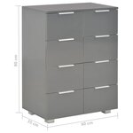 vidaXL Buffet Gris brillant 60x35x80 cm Aggloméré