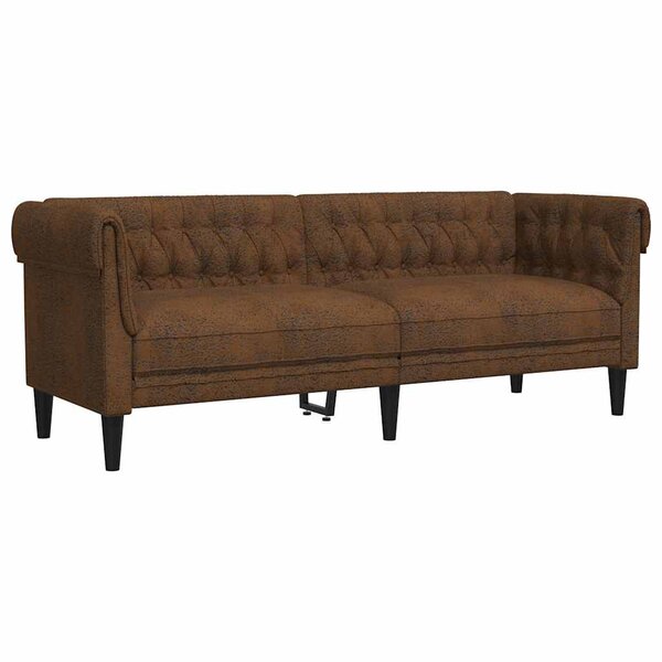 vidaXL Canapé Chesterfield Argyle Marron 201.5 x 74.5 x 74.5 cm