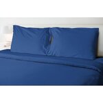 Drap plat microfibre 82 g - 180 x 290 cm - 1 personne - Bleu