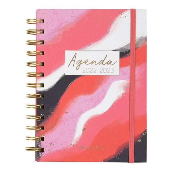 Agenda papier semainier - 2022 - 2023 - rose rouge - draeger paris