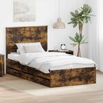 vidaXL Cadre de lit Chêne fumé 100 x 200 cm Bois Ingénierie
